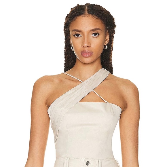 Zeynep Arcay Asymmetric X Cream Colored Bodysuit Sz 6 - Picture 3 of 16